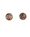 Limited edition 12mm dichroic stud earrings sealed in resin on stainless steel posts