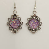 Druzy flower earrings with 12mm center on stainless steel hooks
