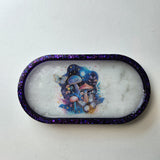 Handmade purple glitter oval resin trinket tray by Blue Bourbon Designs
