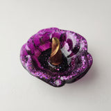 Handmade purple resin hibiscus flower ring holder by Blue Bourbon Designs
