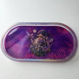 Handmade purple mushroom oval resin trinket tray by Blue Bourbon Designs