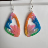 Large resin butterfly wing dangle earrings with stainless steel hooks, unique colors and glitter