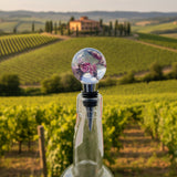 Handmade clear floral resin wine stopper with real dried flowers by Blue Bourbon Designs