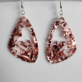 Large resin butterfly wing dangle earrings with stainless steel hooks, unique colors and glitter