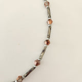 Handmade silver and copper glass bead ankle bracelet by Blue Bourbon Designs.