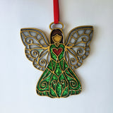 Unique handmade resin and wood angel ornament with varying colors