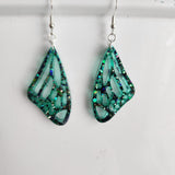 Small butterfly wing resin dangle earrings on stainless steel hooks