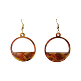 Half circle resin dangle earrings with gold hypoallergenic hooks