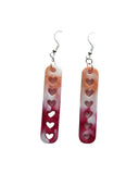 Resin dangle heart earrings on stainless steel hooks in multiple colors