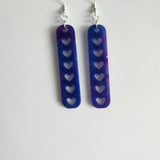 Resin dangle heart earrings on stainless steel hooks in multiple colors