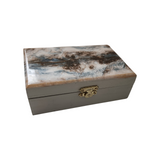 Unique handmade resin-topped wooden keepsake box by Blue Bourbon Designs