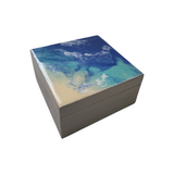 Unique handmade resin-topped square jewelry box by Blue Bourbon Designs