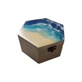 Unique resin art hexagon box handmade by Blue Bourbon Designs