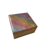 Unique handmade resin-topped square jewelry box by Blue Bourbon Designs