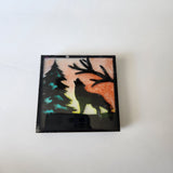 Wood and resin magnet with nature-inspired design, handmade and unique