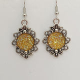 Druzy flower earrings with 12mm center on stainless steel hooks
