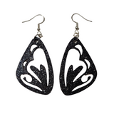 Large resin butterfly wing dangle earrings with stainless steel hooks, unique colors and glitter