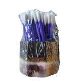 One-of-a-kind black, mauve and brown resin bathroom organizer with cotton swabs included