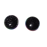 Round mermaid scale and dragon scale stud earrings on rainbow stainless steel posts