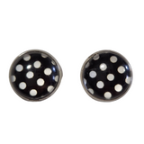 Large polka-dot stud earrings on stainless steel posts in multiple colors