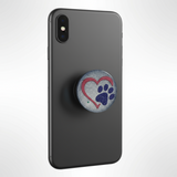 Handmade resin pawprint heart phone grip by Blue Bourbon Designs