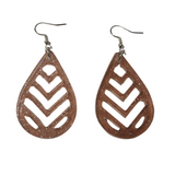 Chevron teardrop resin dangle earrings on stainless steel hooks in multiple colors