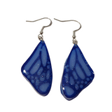 Small butterfly wing resin dangle earrings on stainless steel hooks
