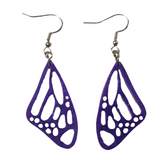 Small butterfly wing resin dangle earrings on stainless steel hooks