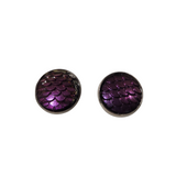 Mermaid scale and dragon scale stud earrings on silver stainless steel posts