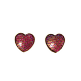 Mermaid scale and dragon scale heart earrings with color-shifting cabochons on stainless steel posts