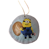 Hand-painted sand dollar ornament with gold hanger by Blue Bourbon Designs