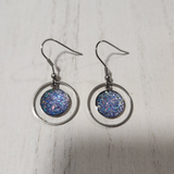 Metal shaped druzy dangle earrings on silver stainless steel hooks