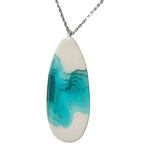 Multi-depth resin island pendant with layered land and water design