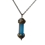 A bronze-colored pendant tube necklace with a matching chain.