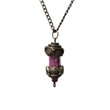 A bronze-colored pendant tube necklace with a matching chain.