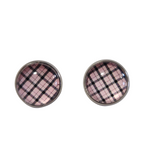 Colorful plaid cabochon stud earrings with hypoallergenic steel posts