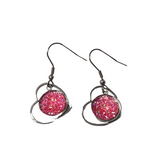 Metal shaped druzy dangle earrings on silver stainless steel hooks