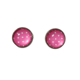  Polka-dot stud earrings on stainless steel posts in multiple colors