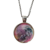 1-inch round resin necklace on silver stainless steel chain