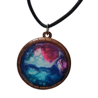 Wood pendants with leather cords