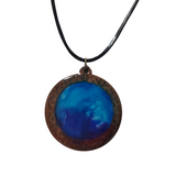 Wood pendants with leather cords