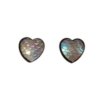 Mermaid scale/dragon scale heart earrings