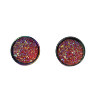 Druzy rainbow stud earrings