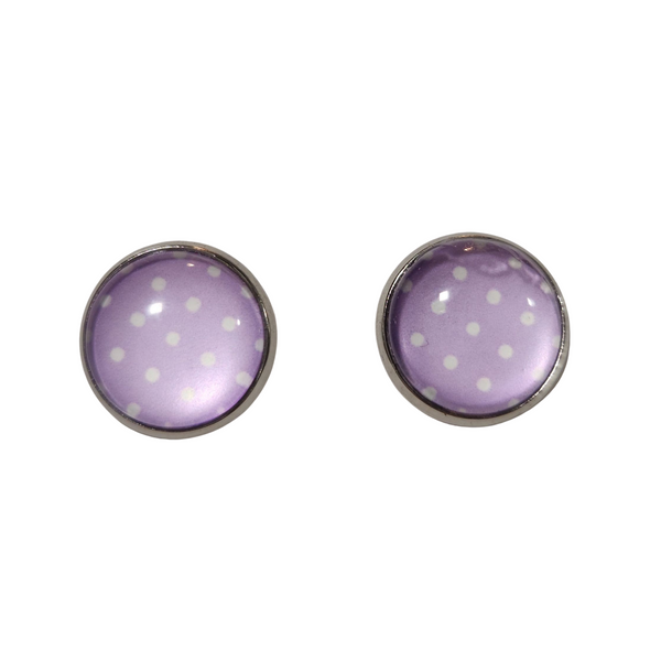  Polka-dot stud earrings on stainless steel posts in multiple colors