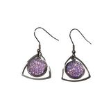 Metal shaped druzy dangle earrings on silver stainless steel hooks