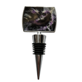Unique handcrafted rectangle wine stopper with fluid abstract design