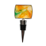 Unique handcrafted rectangle wine stopper with fluid abstract design