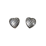 Mermaid scale and dragon scale heart earrings with color-shifting cabochons on stainless steel posts