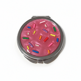 Whimsical faux frosting compact mirror with sprinkles and dual mirrors