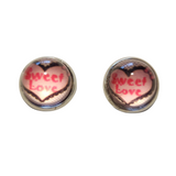 Heart stud earrings with stainless steel posts in assorted heart designs
